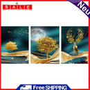 Canvas Paint By Numbers Golden Deer 3 Panel Oil Hand Painted Home Drawing Kit
