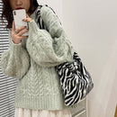 Women Plush Leopard Shoulder Bag Female Winter Warm Travel Fabric Shopping Bags