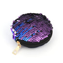 Multi Sequins Coin Wallet Women Change Purse Girl Round Clutch Bags (Purple
