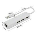 USB 3.1 Type-C to USB 3.0 3 Ports Hub Highspeed Ethernet Internet Adapter C