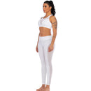 Women Yoga Set 2pcs Casual Vest Leggings Fitness Sportswear Suit (White M)