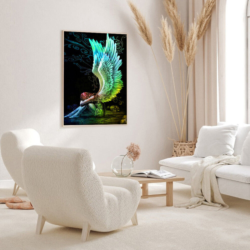5D DIY Full Round Drill Diamond Painting Winged Angel Home Crafts Mosaic Kit