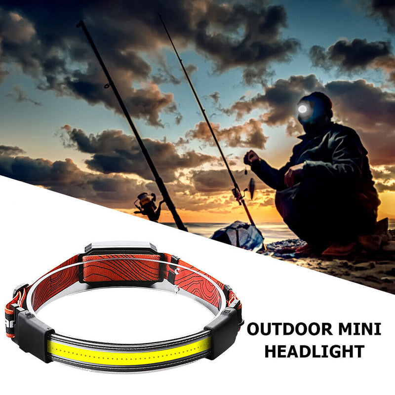 COB LED Headlamp Riding Running Head Torch Light USB Rechargeable Camping Lamp