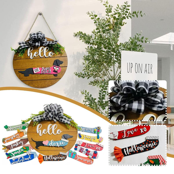 Dog Welcome Home - Dachshund Front Door Welcome Wood Christmas Home Decoration~