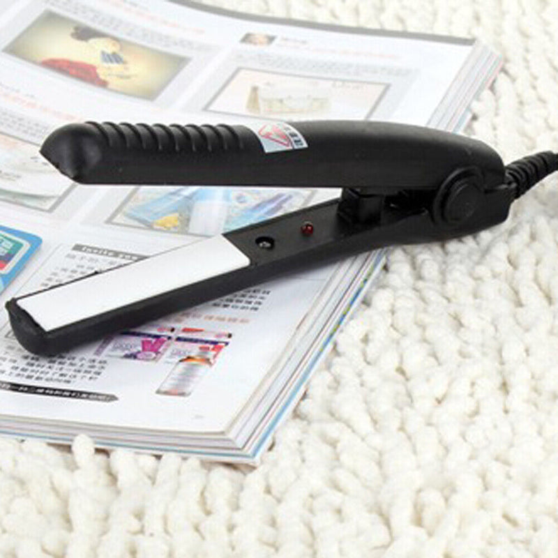 Mini Hair Straightener Flat Iron Curler  Ceramic Tourmaline Plates(Black)