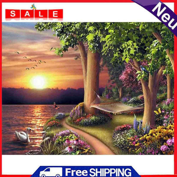 5D DIY Full Round Diamond Painting Landscape Rhinestone Picture Kits Wall Art