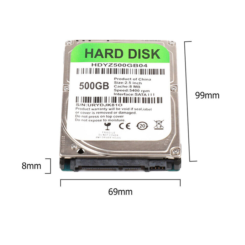 500GB Internal HDD 2.5 inch SATA III 5400RPM Hard Drive for Laptop Computer