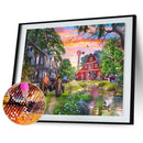 5D Diamond Painting Kit DIY House Full Round Drill Mosaic Home Decoration Gif