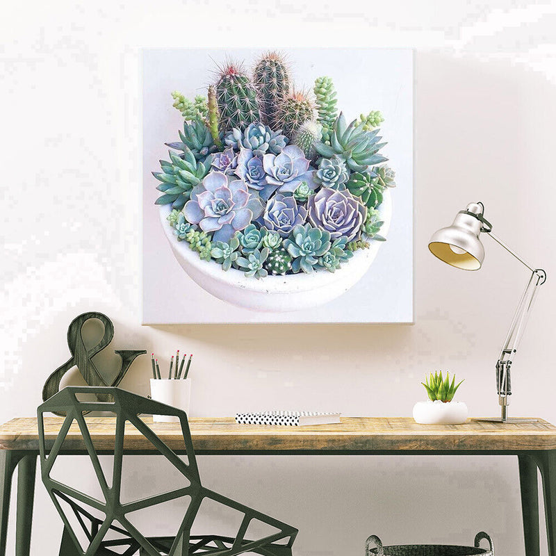 5D DIY Full Round Drill Diamond Painting Succulent Plants Cross Stitch Mosaic