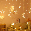 LED Star Moon Curtain Lamp Fairy String Light Festival Home Decor (White) Newly