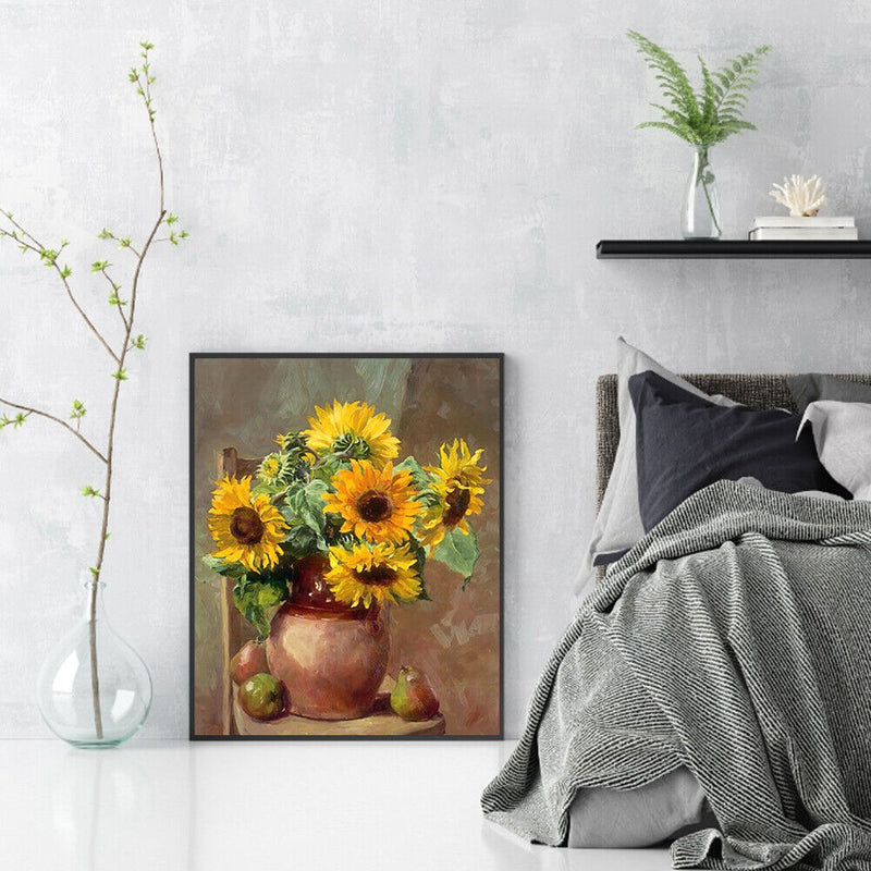 Sunflower Oil Paint By Numbers DIY Handpainted on Canvas Wall Art Picture Crafts