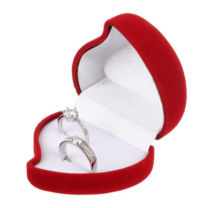Durable Red Rose Ring Display Box Double Ring Storage Box Velvet Jewelry Box