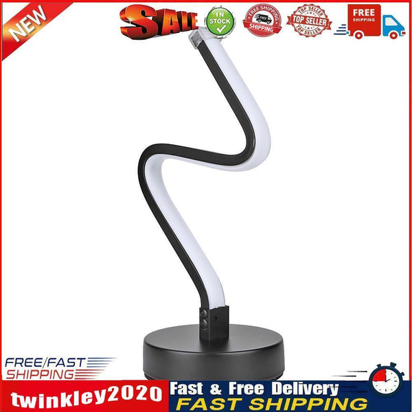 LED Spiral Shape Light Curve Acrylic Table Lamp Room Modern Decor (White) Newly