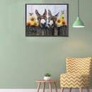 5D Diamond Painting Fence Donkeys Full Round Rhinestone DIY Home Decoration