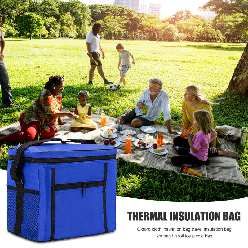 10L Waterproof Lunch Bags Outdoor Camp Picnic Insulated Bento Case (Blue) Newly