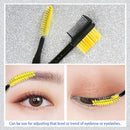 Double-ended Eyebrow Brush Eyelash Brush Comb and Round Comb Teeth (Yellow)