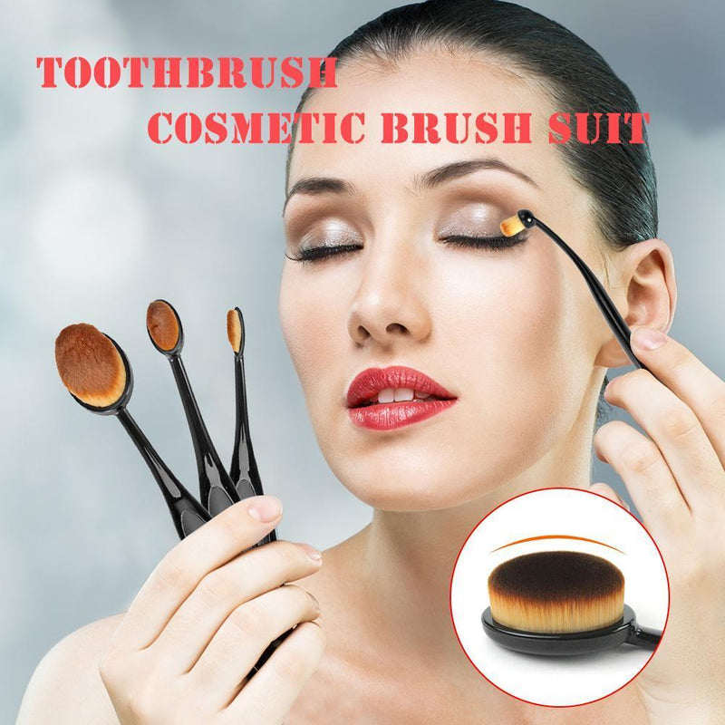 5PCS Beauty Toothbrush Shaped Foundation Energy Makeup Nylon Puff Brushes W