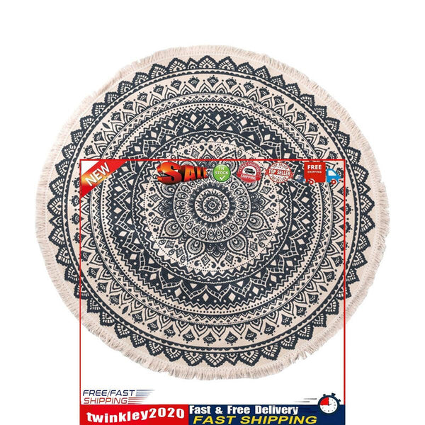 Hand Woven Rugs - Living Room Bedroom Carpet with Tassel (Blue Black 60cm) Newly