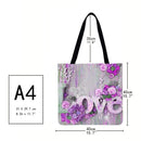 LI Q P R Flower Letter Shopping Bag, Printed, Casual, Large Capacity