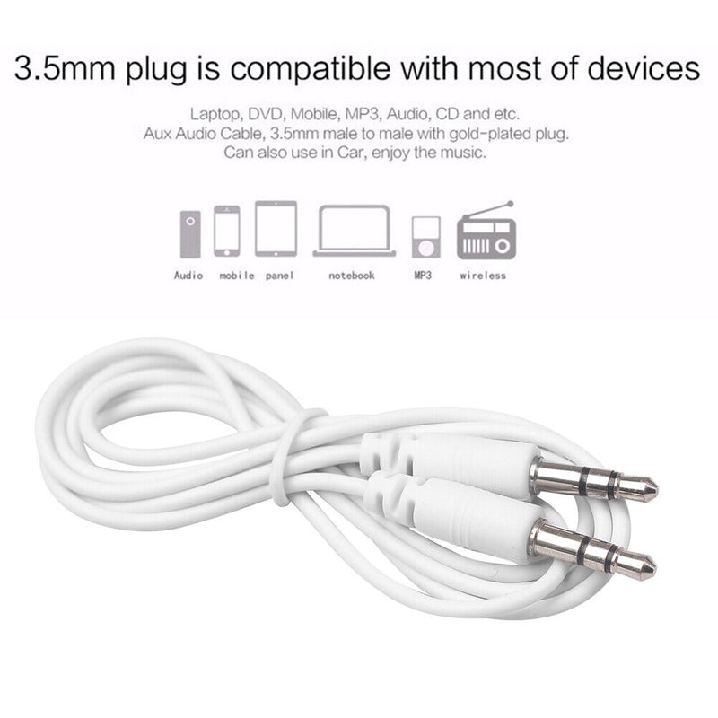 3.5mm Stereo Jack Audio Cable Male to Male AUX Cord for Car Speaker Headphones