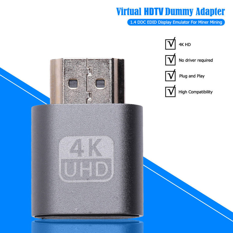 Virtual Display Adapter HDMI DDC EDID Dummy Plug Headless Ghost Display Emulator