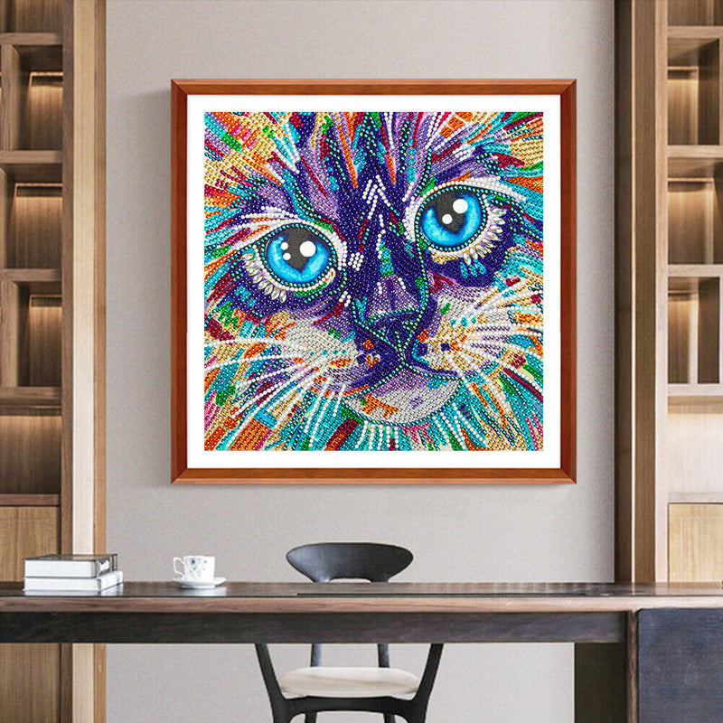 DIY Color Cat Animal Part Drill Special Shape Diamond Painting Kit (B046)