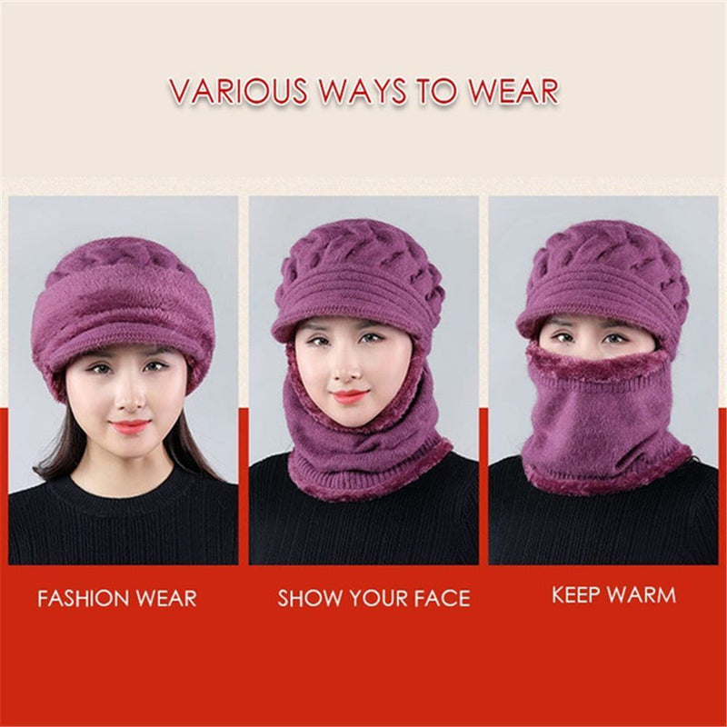 Windproof Plus Thickening Winter Hat Balaclava Beanies Scarf Cap Woolen Hat