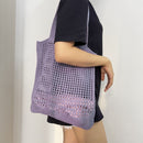 #A Women Hollow Knitted Shoulder Bag Simple Crochet Tote Designer Shopper Handba