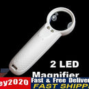 2 LED Light 15X Magnifying Glass Lens Reading Loupe Hand Held Magnifiers Newly