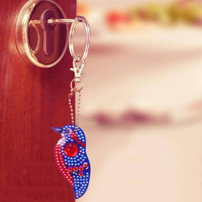 4pcs DIY Full Drill Special Shaped Diamond Painting Birds Keychains Pendant Gift