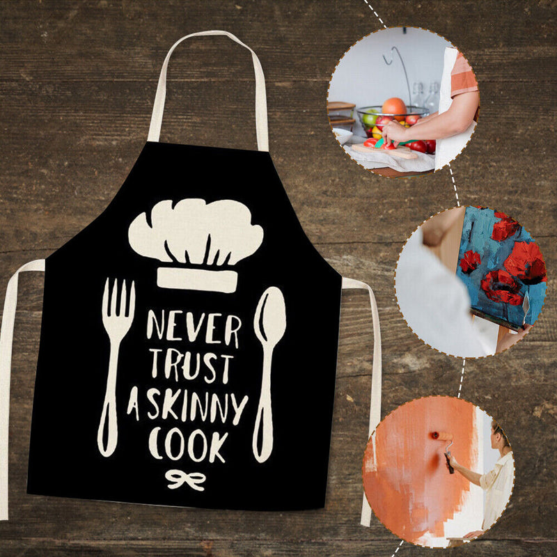 Kitchen Utensil Print Linen Apron Waterproof Home Cooking Bibs (82x68cm)