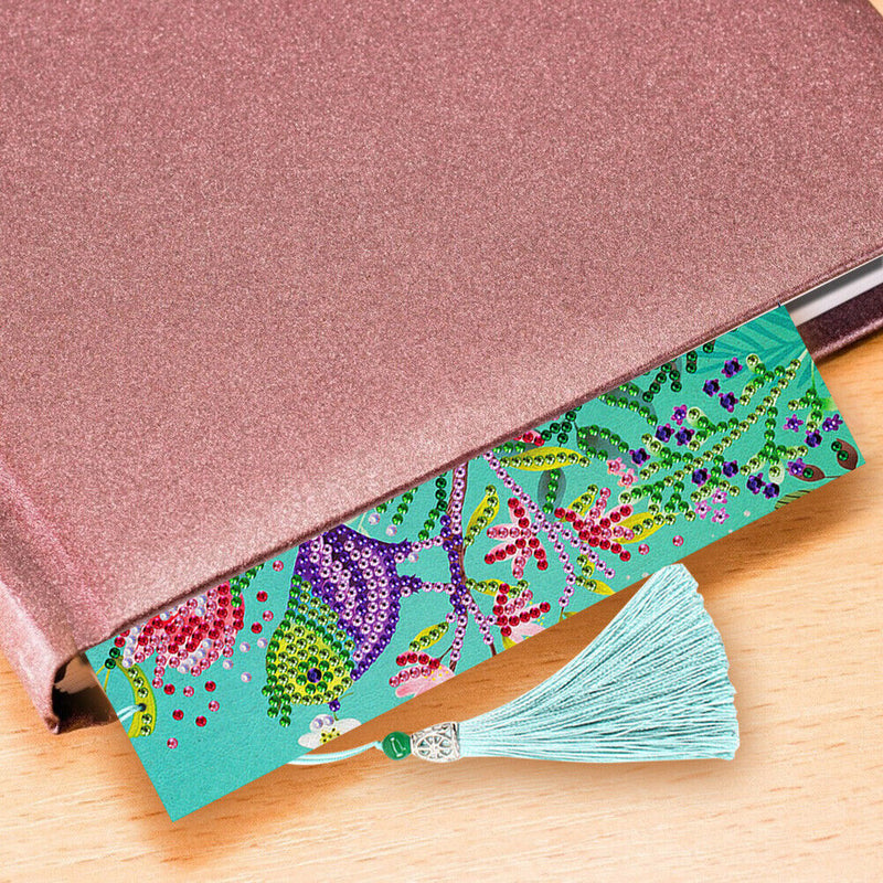 2pcs 5D Diamond Painting Leather Flowers Bookmarks Books Cross Stitch Craft Gift