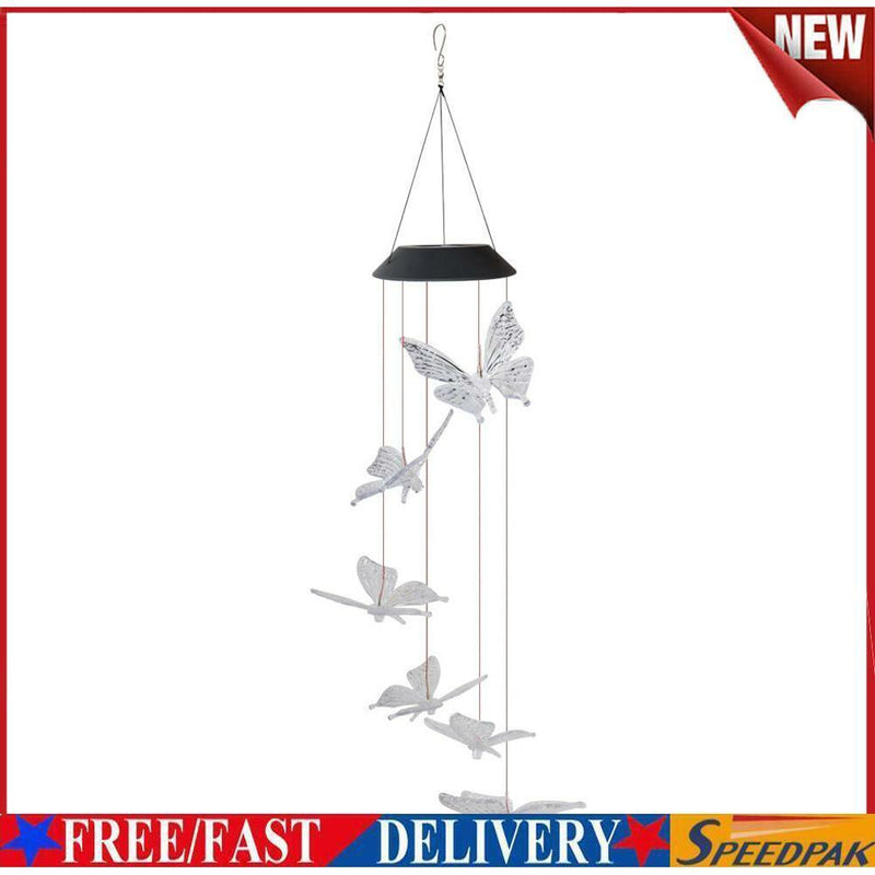 LED Solar Wind Chime Butterfly Light Color Changing IP65 Hanging Lamp (C)