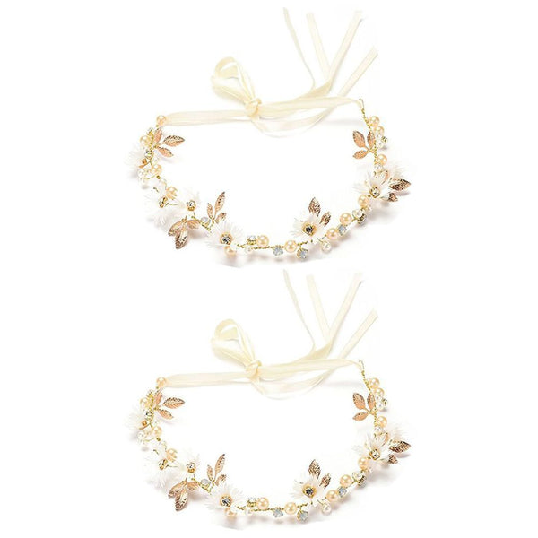 Women Floral Garland Crystal Flower Hairband Daisy Headwear Crown Headband