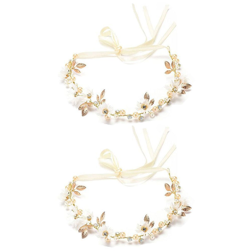 Women Floral Garland Crystal Flower Hairband Daisy Headwear Crown Headband