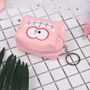 Leather Women Cute Cartoon Emotion Coin Holder Purses Mini Clutch (Pink)