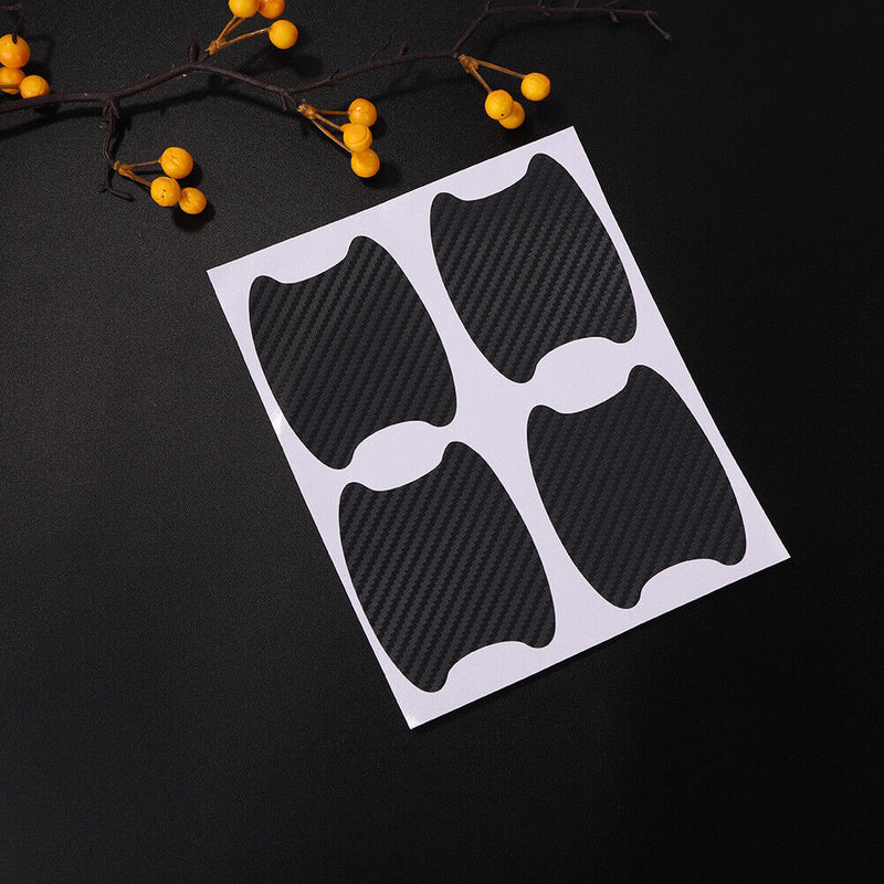 4pcs Carbon Fiber Auto Door Handle Stickers Anti Scratch Car Exterior Decorat
