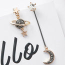 Korean Style Moon Star Planet Drop Dangle Earrings Jewelry Asymmetric Top W6N0