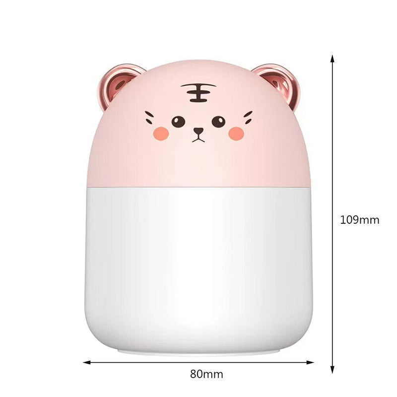 Air Humidifier Cute Tiger Aroma Diffuser with Night Light Cool Mist (Pink)