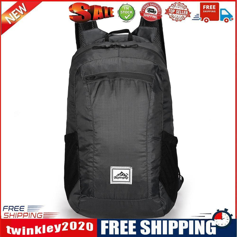 20L Large Waterproof Folding Climbing Backpack Bags Travel Rucksack (Black)