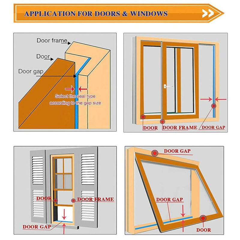 Weather Strips Soundproof Seal Strip Window Door Draught Excluder Foam
