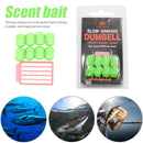 Sinking Artificial Soft Bait Dumbbell Fishing Lures w/ Stoppers Kit (Green)