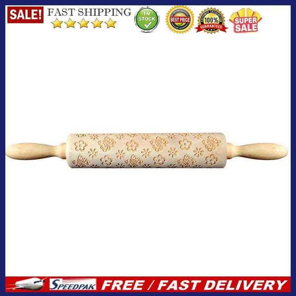 Easter Day Embossing Wood Rolling Pin for DIY Baking Cookies (Butterfly)