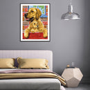 5D Rhinestone Pictures DIY Yellow Dog Full Round Drill Art Diamond Painting Kit