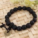 Lucky Women Men Prayer Beads Copper Coin Wood Bead Bangle Buddha Bracelet