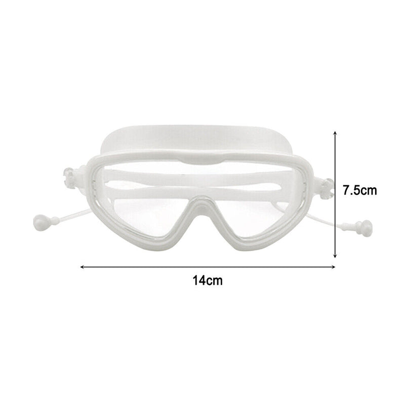Swimming Goggles with Earplugs Waterproof Adults Diving Eyewear (White) Newly