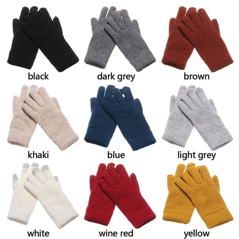 Warm Female Knitted Full Finger Gloves Winter Warm Touch Screen Mittens Woolen