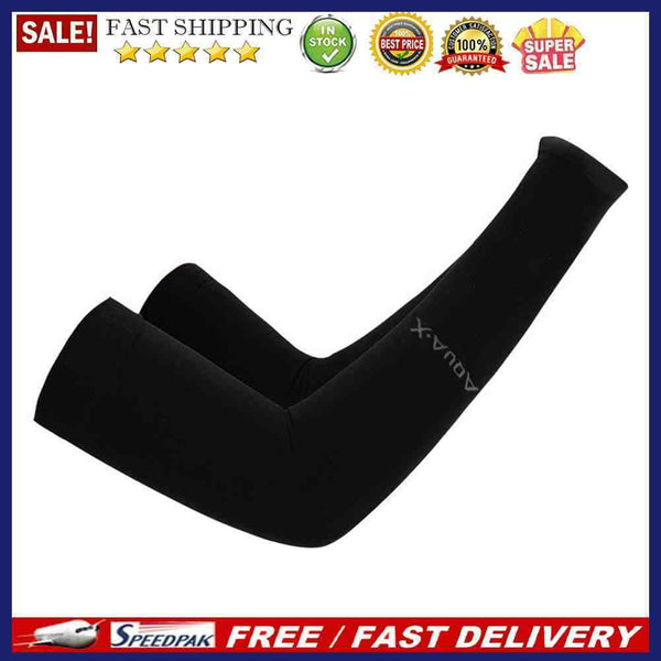 Unisex Cooling Arm Sleeves Cycling Running Sport Sunscreen Arm Cuff (Black)