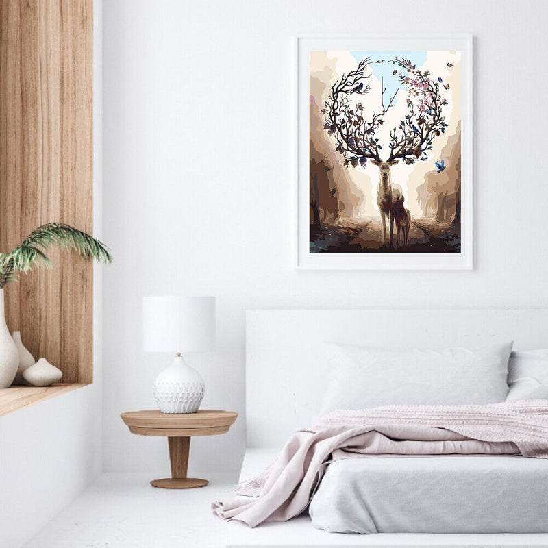 Sika Deer Partial Oil Paint By Numbers DIY Handpainted on Canvas Wall Art