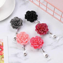 ID Name Card Anti-Lost Clip Rose Shape Badges Holder Key Ring Badge Reel